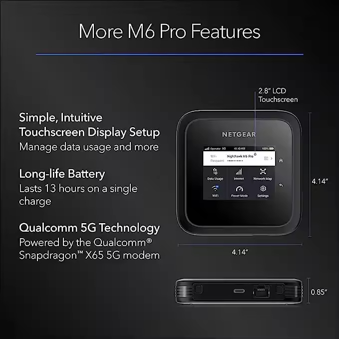Netgear M6 Pro 5G WiFi 6E Mobile Hotspot Router Portable Business Companion for Fast Secure Connections up to 8Gbps Outdoor VoIP Router Unlocked - Image 4