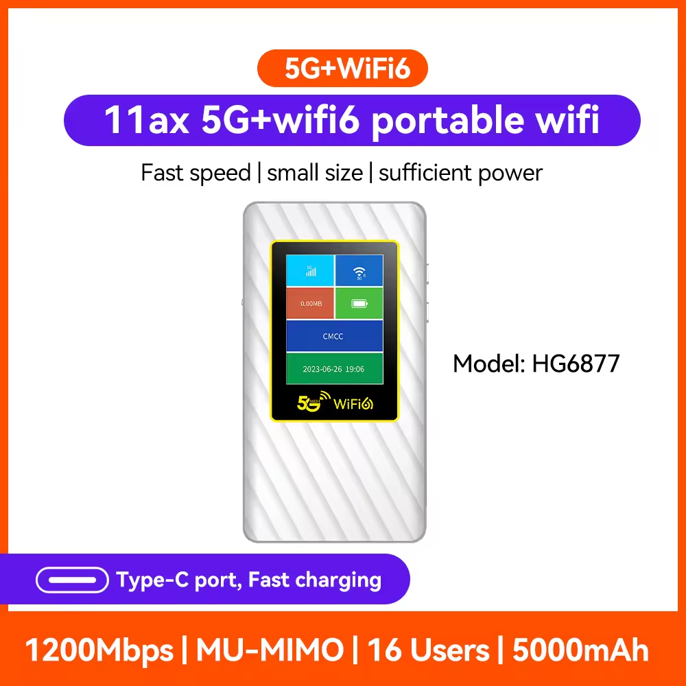 5G Mobile Hotspot Supports Band N71/N41 WiFi6 T-Mobile & Metro Compatible HG6877 Gigabit Dual-Band Wireless SIM Card Router Portable Hotspot - Image 2
